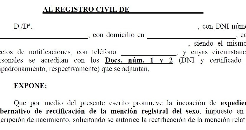 Procedimiento para solicitar la rectificación del sexo registral en caso de  menores – CHRYSALLIS